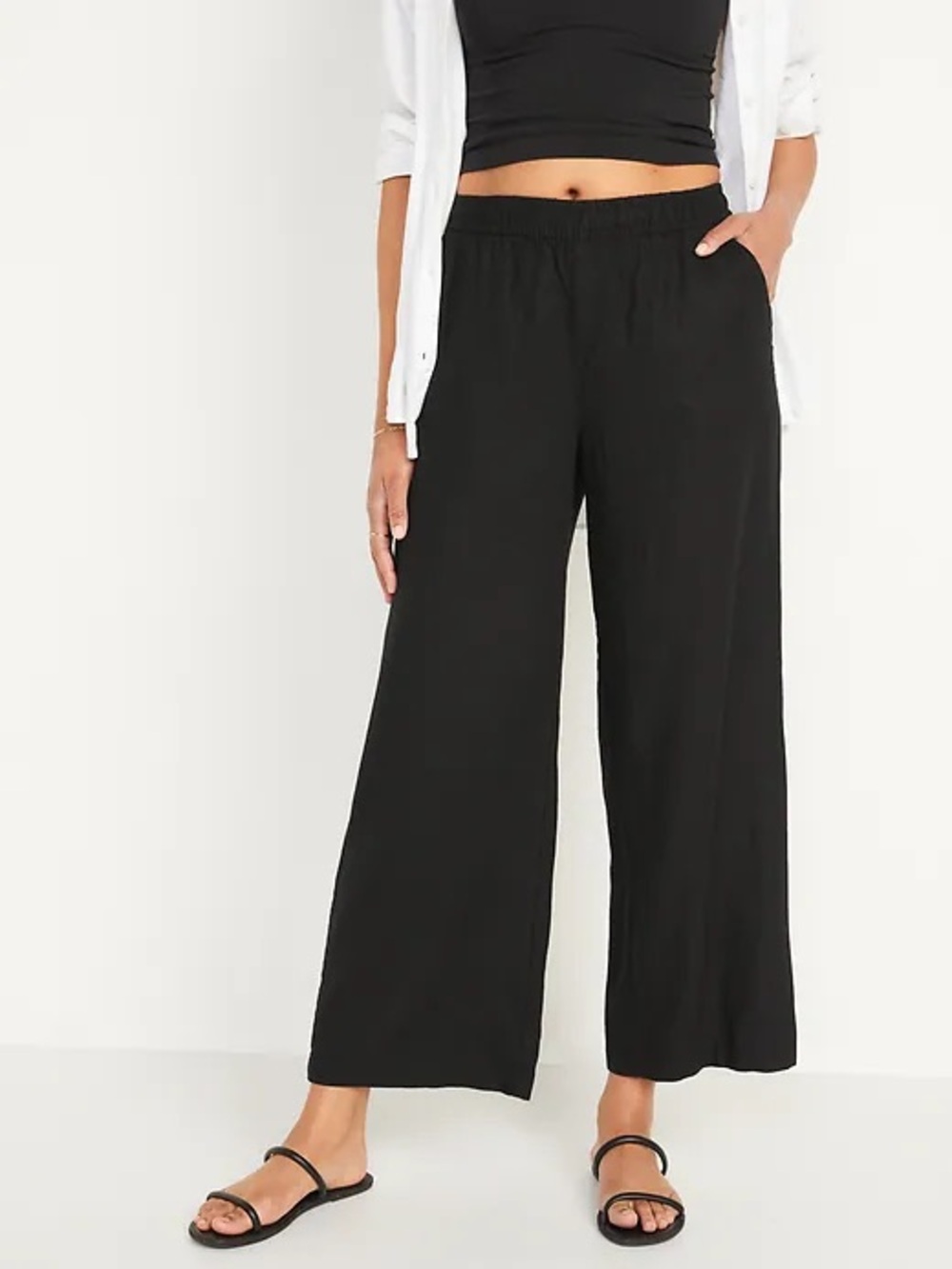 Old Navy Black Wide-Leg Elastic-Waist Pants